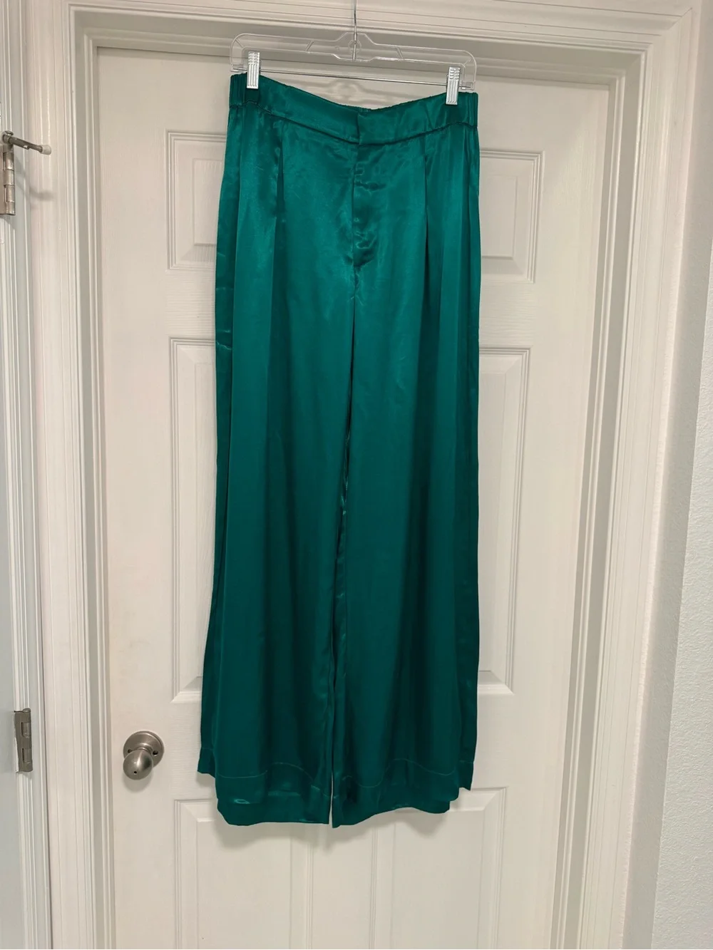 Freepeople Satin Palazzo Good days trouser  Emerald Green WideLeg Highrise sizeS